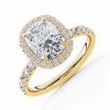 Cushion Lab Created Diamond Rollover Halo Engagement Ring in Yellow Gold with Hidden Bridge & Basket Accents (MVSLG1611-Y)