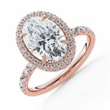 Oval Lab Created Diamond Rollover Halo Engagement Ring in Rose Gold with Hidden Bridge & Basket Accents (MVSLG1612-R)