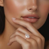 Oval Lab Created Diamond Rollover Halo Engagement Ring in Rose Gold with Hidden Bridge & Basket Accents (MVSLG1612-R)