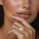 Oval Lab Created Diamond Rollover Halo Engagement Ring in White Gold with Hidden Bridge & Basket Accents (MVSLG1612-W)
