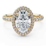 Oval Lab Created Diamond Rollover Halo Engagement Ring in Yellow Gold with Hidden Bridge & Basket Accents (MVSLG1612-Y)
