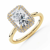 Radiant Lab Created Diamond rollover Emerald Halo Engagement Ring in Yellow Gold with Accented Bridge & Basket (MVSLG1613-Y)