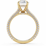 Oval Lab Created Diamond Hidden Halo Solitaire with Accents Engagement Ring in Yellow Gold with Three-row Pave Shared Prong Accents (MVSLG1614-Y)