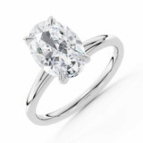 Oval Lab Created Diamond Trellis Solitaire Engagement Ring in White Gold (MVSLG1615-W)