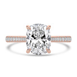 Cushion Lab Created Diamond Cathedral Tapered Pave Solitaire with Accents Engagement Ring in Rose Gold (MVSLG1617-R)