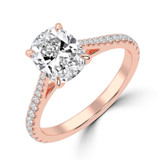 Cushion Lab Created Diamond Cathedral Tapered Pave Solitaire with Accents Engagement Ring in Rose Gold (MVSLG1617-R)