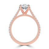 Cushion Lab Created Diamond Cathedral Tapered Pave Solitaire with Accents Engagement Ring in Rose Gold (MVSLG1617-R)