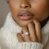 Cushion Lab Created Diamond Cathedral Tapered Pave Solitaire with Accents Engagement Ring in Rose Gold (MVSLG1617-R)