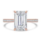 Emerald Lab Created Diamond Cathedral Tapered Pave Solitaire with Accents Engagement Ring in Rose Gold (MVSLG1618-R)