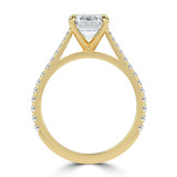Emerald Lab Created Diamond Cathedral Tapered Pave Solitaire with Accents Engagement Ring in Yellow Gold (MVSLG1618-Y)