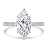 Marquise Lab Created Diamond Cathedral Tapered Pave Solitaire with Accents Engagement Ring in White Gold (MVSLG1619-W)