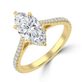 Marquise Lab Created Diamond Cathedral Tapered Pave Solitaire with Accents Engagement Ring in Yellow Gold (MVSLG1619-Y)