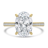 Oval Lab Created Diamond Cathedral Tapered Pave Solitaire with Accents Engagement Ring in Yellow Gold (MVSLG1620-Y)