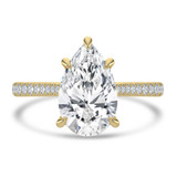 Pear Lab Created Diamond Cathedral Tapered Pave Solitaire with Accents Engagement Ring in Yellow Gold (MVSLG1621-Y)