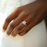 Princess Lab Created Diamond Cathedral Tapered Pave Solitaire with Accents Engagement Ring in White Gold (MVSLG1622-W)