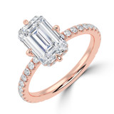 Emerald Lab Created Diamond Hidden Halo Compass Set Solitaire with Accents Engagement Ring in Rose Gold (MVSLG1626-R)