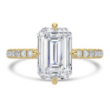 Emerald Lab Created Diamond Hidden Halo Compass Set Solitaire with Accents Engagement Ring in Yellow Gold (MVSLG1626-Y)