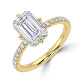 Emerald Lab Created Diamond Hidden Halo Compass Set Solitaire with Accents Engagement Ring in Yellow Gold (MVSLG1626-Y)