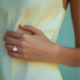 Marquise Lab Created Diamond Hidden Halo Compass Set Solitaire with Accents Engagement Ring in Rose Gold (MVSLG1627-R)
