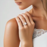 Pear Lab Created Diamond Hidden Halo Compass Set Solitaire with Accents Engagement Ring in White Gold (MVSLG1628-W)