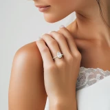 Pear Lab Created Diamond Hidden Halo Compass Set Solitaire with Accents Engagement Ring in Yellow Gold (MVSLG1628-Y)