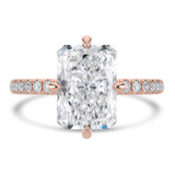 Radiant Lab Created Diamond Hidden Halo Compass Set Solitaire with Accents Engagement Ring in Rose Gold (MVSLG1630-R)