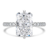 Radiant Lab Created Diamond Hidden Halo Compass Set Solitaire with Accents Engagement Ring in White Gold (MVSLG1630-W)