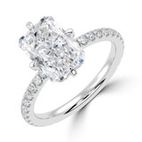 Radiant Lab Created Diamond Hidden Halo Compass Set Solitaire with Accents Engagement Ring in White Gold (MVSLG1630-W)