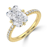 Radiant Lab Created Diamond Hidden Halo Compass Set Solitaire with Accents Engagement Ring in Yellow Gold (MVSLG1630-Y)
