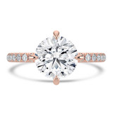 Round Lab Created Diamond Hidden Halo Compass Set Solitaire with Accents Engagement Ring in Rose Gold (MVSLG1631-R)
