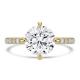 Round Lab Created Diamond Hidden Halo Compass Set Solitaire with Accents Engagement Ring in Yellow Gold (MVSLG1631-Y)
