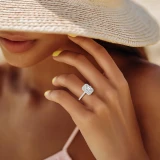 Radiant Lab Created Diamond Radiant Halo Halo Engagement Ring in White Gold (MVSLG1640-W)