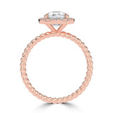 Cushion Lab Created Diamond Cushion Halo with Twisted Band Halo Engagement Ring in Rose Gold (MVSLG1641-R)