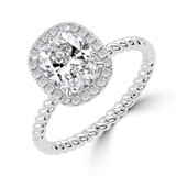 Cushion Lab Created Diamond Cushion Halo with Twisted Band Halo Engagement Ring in White Gold (MVSLG1641-W)