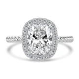 Cushion Lab Created Diamond Cushion Halo with Twisted Band Halo Engagement Ring in White Gold (MVSLG1641-W)