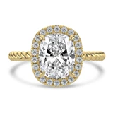 Cushion Lab Created Diamond Cushion Halo with Twisted Band Halo Engagement Ring in Yellow Gold (MVSLG1641-Y)