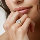 Cushion Lab Created Diamond Cushion Halo with Twisted Band Halo Engagement Ring in Yellow Gold (MVSLG1641-Y)