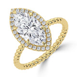 Marquise Lab Created Diamond Marquise Halo with Twisted Band Halo Engagement Ring in Yellow Gold (MVSLG1642-Y)