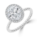 Oval Lab Created Diamond Oval Halo with Twisted Band Halo Engagement Ring in White Gold (MVSLG1643-W)