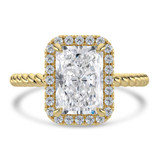 Radiant Lab Created Diamond Radiant Halo with Twisted Band Halo Engagement Ring in Yellow Gold (MVSLG1644-Y)