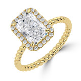 Radiant Lab Created Diamond Radiant Halo with Twisted Band Halo Engagement Ring in Yellow Gold (MVSLG1644-Y)