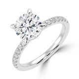 Round Lab Created Diamond Solitaire with Accents Engagement Ring in White Gold (MVSLG1645-W)