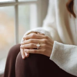 Marquise Lab Created Diamond Solitaire with Accents Engagement Ring in Rose Gold (MVSLG1648-R)