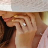 Marquise Lab Created Diamond Solitaire with Accents Engagement Ring in White Gold (MVSLG1648-W)
