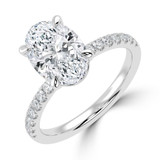 Oval Lab Created Diamond Solitaire with Accents Engagement Ring in White Gold (MVSLG1649-W)
