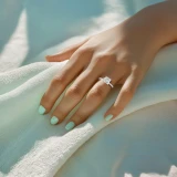 Princess Lab Created Diamond Solitaire with Accents Engagement Ring in White Gold (MVSLG1651-W)