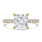Princess Lab Created Diamond Solitaire with Accents Engagement Ring in Yellow Gold (MVSLG1651-Y)