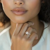 Radiant Lab Created Diamond Solitaire with Accents Engagement Ring in White Gold (MVSLG1652-W)
