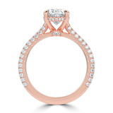 Oval Lab Created Diamond Cathedral Double Hidden Halo Three-Row Pave Solitaire with Accents Engagement Ring in Rose Gold (MVSLG1656-R)