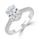 Oval Lab Created Diamond Cathedral Double Hidden Halo Three-Row Pave Solitaire with Accents Engagement Ring in White Gold (MVSLG1656-W)